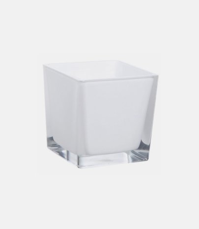 Vase verre carré cube blanc 10 cm