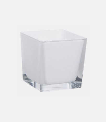 Vase verre carré cube blanc 12 cm