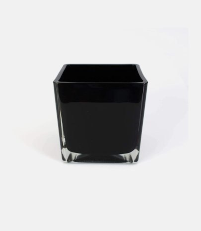 Vase verre carré cube noir 12x12x12cm